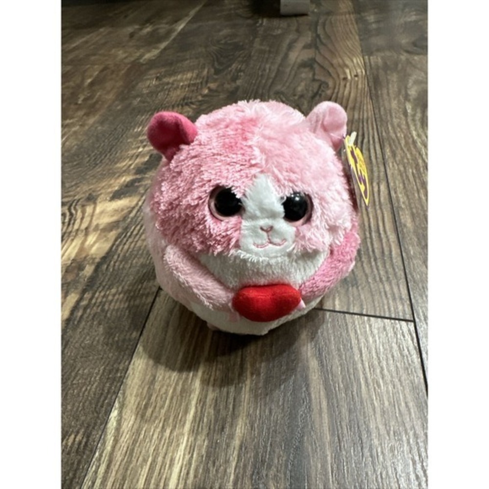 Ty Beanie Ballz 5" Pink  Mouse With‎ Heart~ ROSA ~DOB 7/9